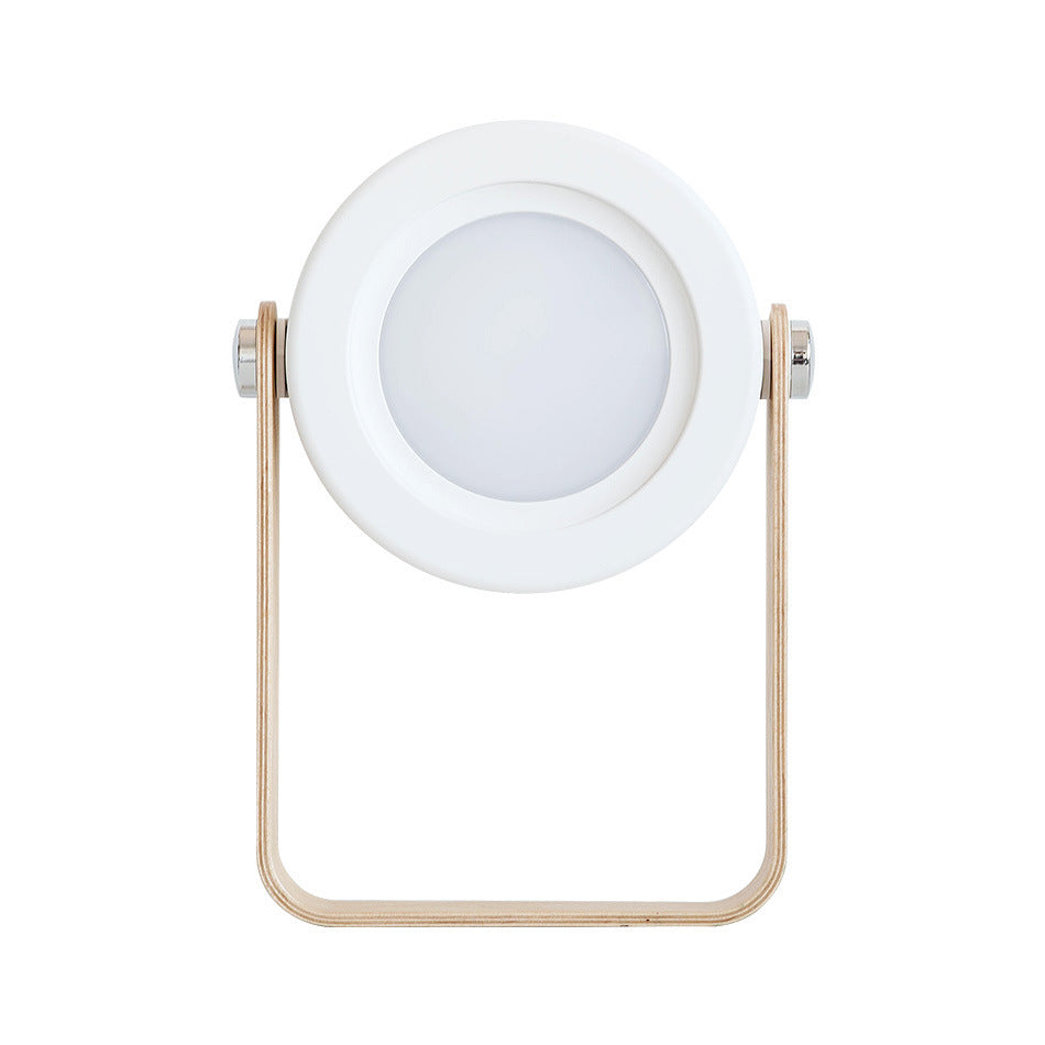 Minimalist Round USB Touch Night Light – Warm Glow with Wood Base