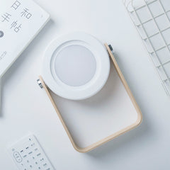 Minimalist Round USB Touch Night Light – Warm Glow with Wood Base