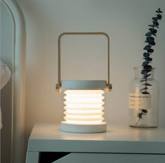 Minimalist Round USB Touch Night Light – Warm Glow with Wood Base