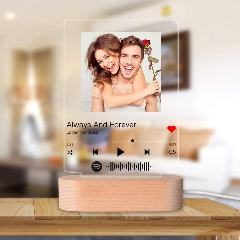 Custom Photo & Song Night Light – Personalized Music Album Cover with Name & Picture