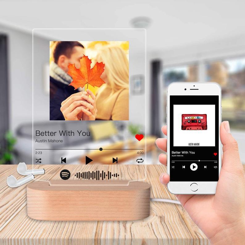 Custom Photo & Song Night Light – Personalized Music Album Cover with Name & Picture