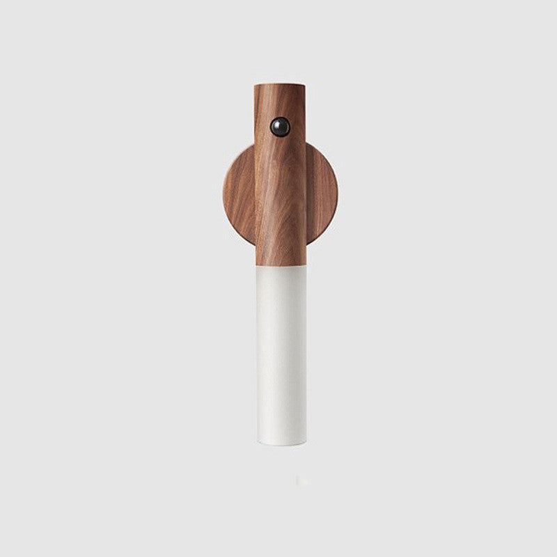 Magnetic Motion Sensor LED Night Light – Warm Wood USB Rechargeable Wall Lamp