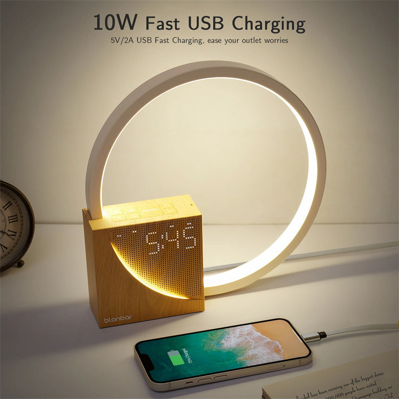 Touch Control Bedside Lamp with Alarm Clock & Natural Sounds