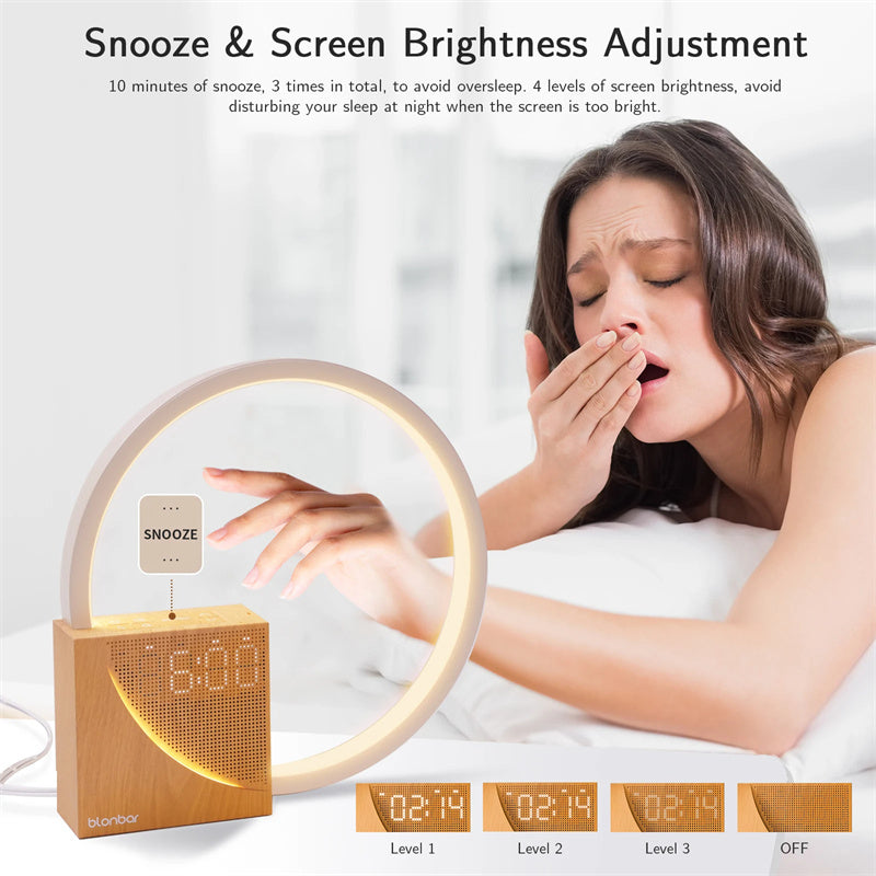 Touch Control Bedside Lamp with Alarm Clock & Natural Sounds