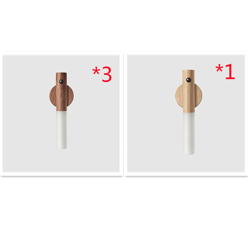 Magnetic Motion Sensor LED Night Light – Warm Wood USB Rechargeable Wall Lamp