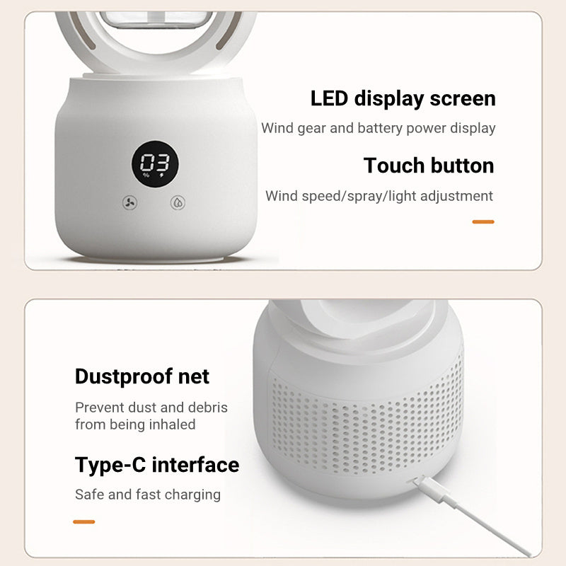 Portable Bladeless Mist Fan with Air Humidifier – USB Rechargeable