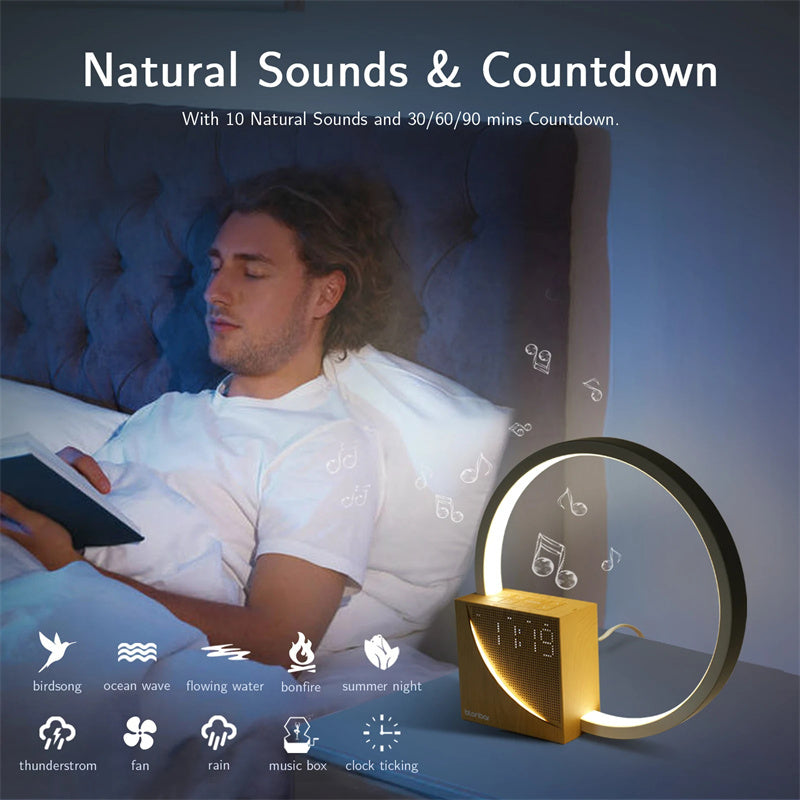 Touch Control Bedside Lamp with Alarm Clock & Natural Sounds