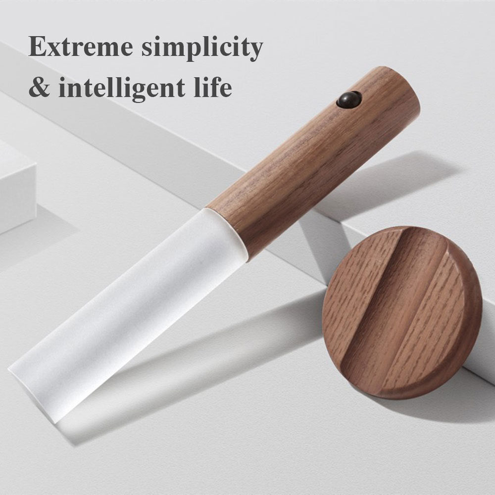 Magnetic Motion Sensor LED Night Light – Warm Wood USB Rechargeable Wall Lamp
